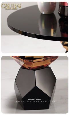 Maison Couture - Khay Đế Tròn Pha Lê Đen - Savoir Cristalleries Atélier Display Trays 30x30x15-CẬU HAI HOME DECOR