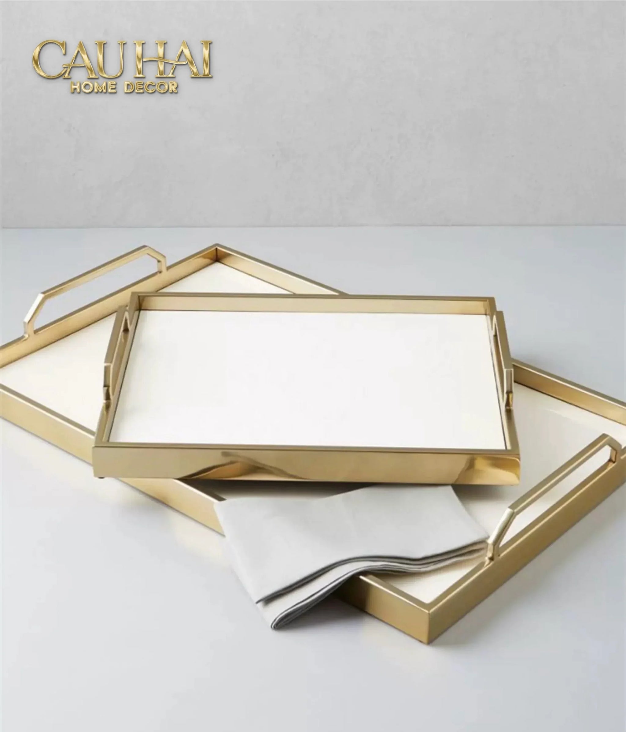 Maison Couture - Khay Gỗ Chữ Nhật Céline Opaline Blanc Decoratives Trays 45x35-CẬU HAI HOME DECOR