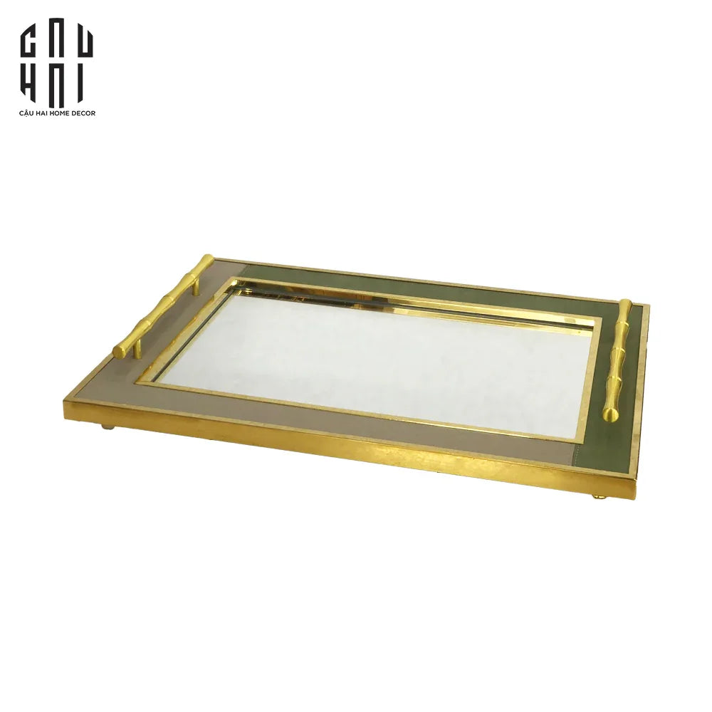 Maison Couture - Khay Gương Chữ Nhật Viền Da Luxe Leather Edge Briton Spéciale Édition 34x47x6-CẬU HAI HOME DECOR