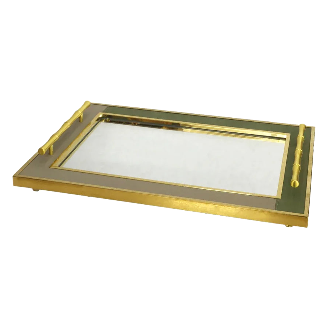 Maison Couture - Khay Gương Chữ Nhật Viền Da Luxe Leather Edge Briton Spéciale Édition 34x47x6-KHAY TRANG TRÍ-CẬU HAI HOME DECOR-CẬU HAI HOME DECOR