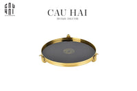Maison Couture - Khay Gương Đen Tròn Brasson Barocco Medusa Savoir Mirron Ronde Plateau 32-CẬU HAI HOME DECOR