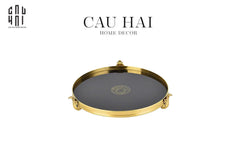 Maison Couture - Khay Gương Đen Tròn Brasson Barocco Medusa Savoir Mirron Ronde Plateau 32-CẬU HAI HOME DECOR