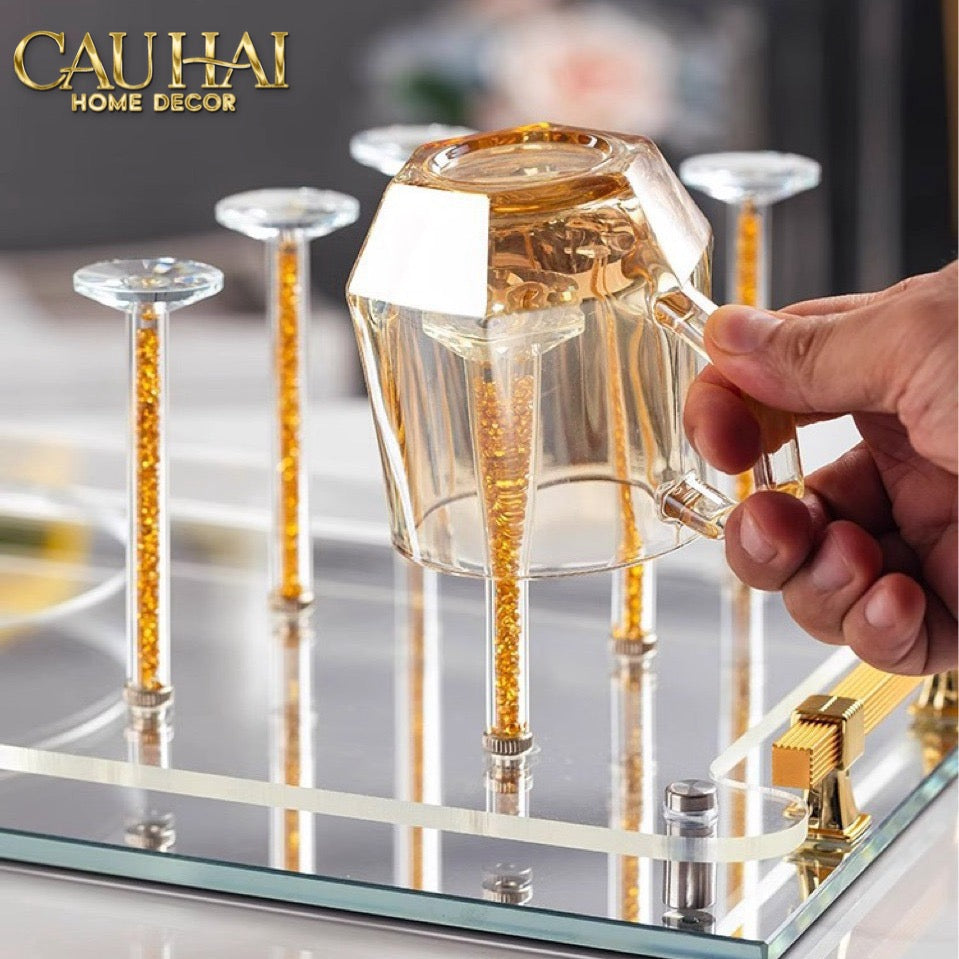 Maison Couture – Khay Úp Ly Cristalleries 6 Slot 2-In-1 Bar Tray – Aurum-CẬU HAI HOME DECOR
