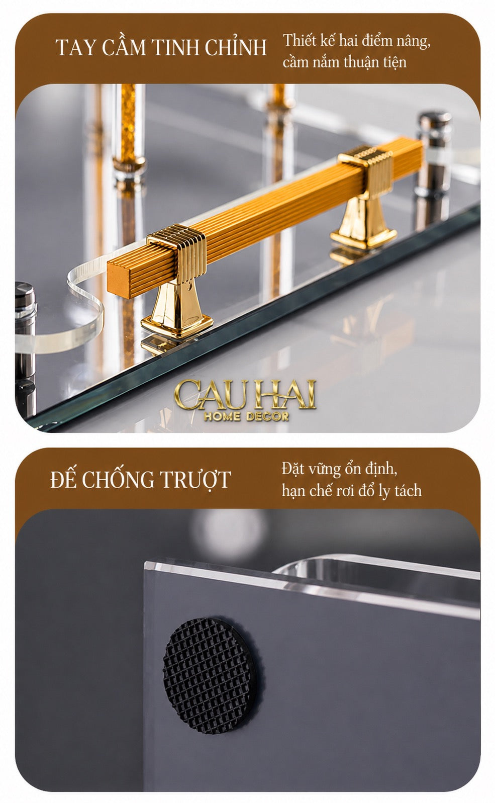 Maison Couture – Khay Úp Ly Cristalleries 6 Slot 2-In-1 Bar Tray – Aurum-KHAY TRANG TRÍ-CẬU HAI HOME DECOR-CẬU HAI HOME DECOR