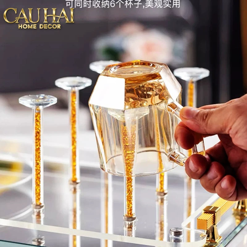 Maison Couture – Khay Úp Ly Cristalleries 6 Slot 2-In-1 Bar Tray – Aurum-KHAY TRANG TRÍ-CẬU HAI HOME DECOR-CẬU HAI HOME DECOR