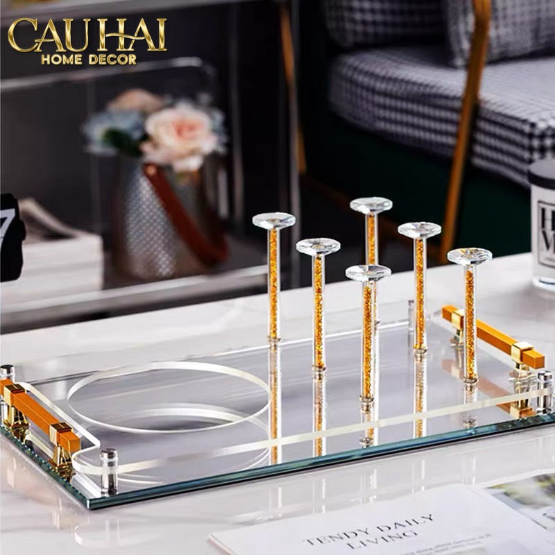 Maison Couture – Khay Úp Ly Cristalleries 6 Slot 2-In-1 Bar Tray – Aurum-CẬU HAI HOME DECOR