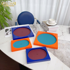 Maison Couture – Khay Vuông Gỗ Da Équinoxe Cyan Helios-CẬU HAI HOME DECOR