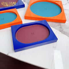 Maison Couture – Khay Vuông Gỗ Da Équinoxe Cyan Helios-CẬU HAI HOME DECOR