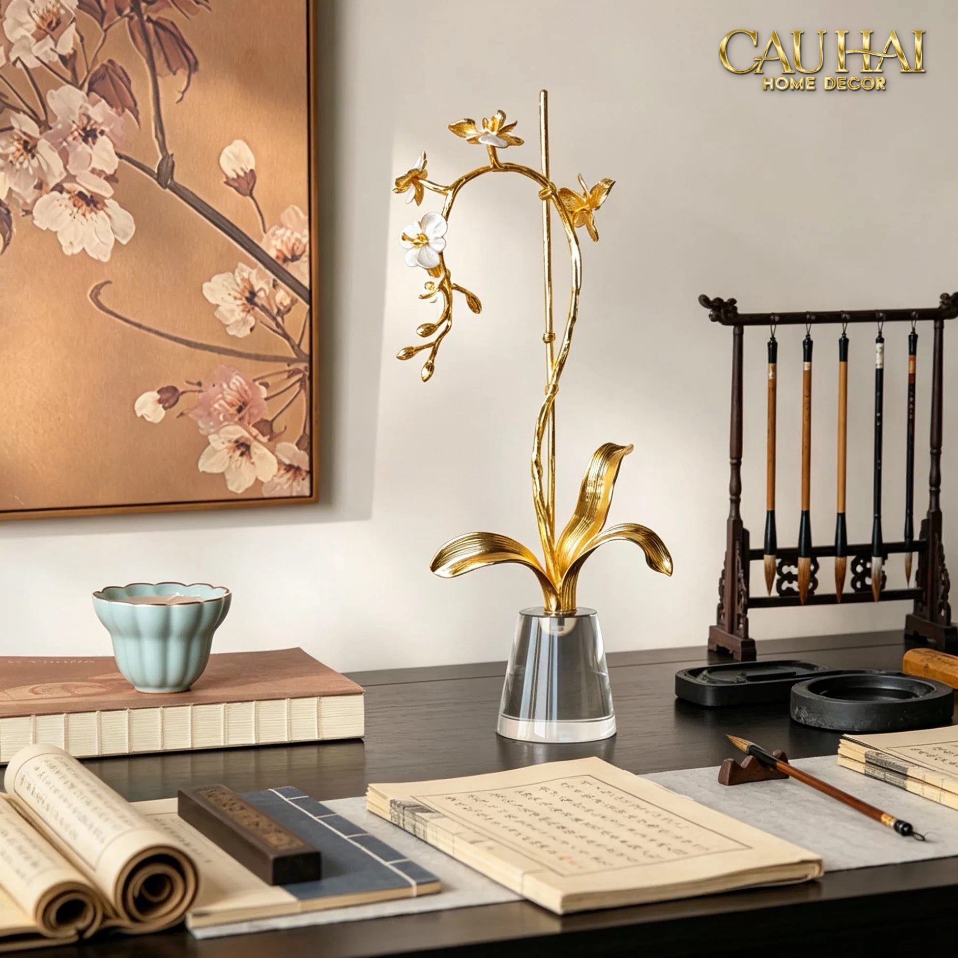 Maison Couture – Lọ Đựng Cọ Haute Orchid Golden Branches Brush Holder-CẬU HAI HOME DECOR