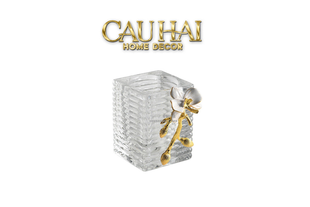 Maison Couture – Lọ Đựng Cọ Haute Orchid Golden Branches Brush Holder-Lọ Tăm bông - Bathroom Vanity-CẬU HAI HOME DECOR-CẬU HAI HOME DECOR