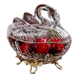 Maison Couture - Lọ Kẹo Thiên Nga Pha Lê Đế Đồng - Swan De L’Athènes Cristalleries Bonbonnière 9x13.7x14-Lọ kẹo Canister Bonbonnière-Đối tác tại Trung Quốc theo từng đơn đặt hàng-CẬU HAI HOME DECOR
