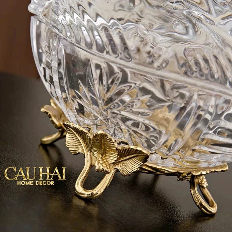 Maison Couture - Lọ Kẹo Thiên Nga Pha Lê Đế Đồng - Swan De L’Athènes Cristalleries Bonbonnière 9x13.7x14-Lọ kẹo Canister Bonbonnière-Đối tác tại Trung Quốc theo từng đơn đặt hàng-CẬU HAI HOME DECOR