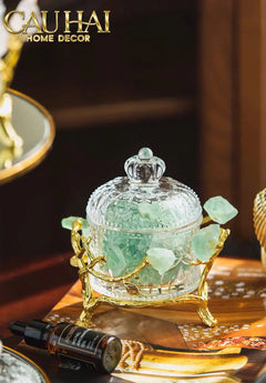 Maison Couture - Lọ Pha Lê Đá Thạch Anh Delight Cristallerie - Aventurine Quartz 14x11-CẬU HAI HOME DECOR