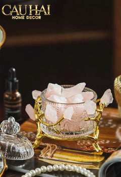 Maison Couture - Lọ Pha Lê Đá Thạch Anh Hồng Delight Cristalleries - Rose Quartz 15x13.5-CẬU HAI HOME DECOR
