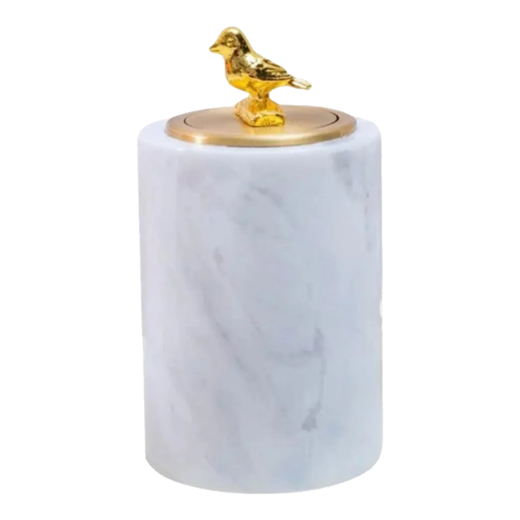 Maison Couture - Lọ Tăm Bông Đá Marble Trắng Brasson Blanche Marbre L'Oiseau D'Or-HŨ TRANG TRÍ-Đối tác tại Trung Quốc theo từng đơn đặt hàng-CẬU HAI HOME DECOR
