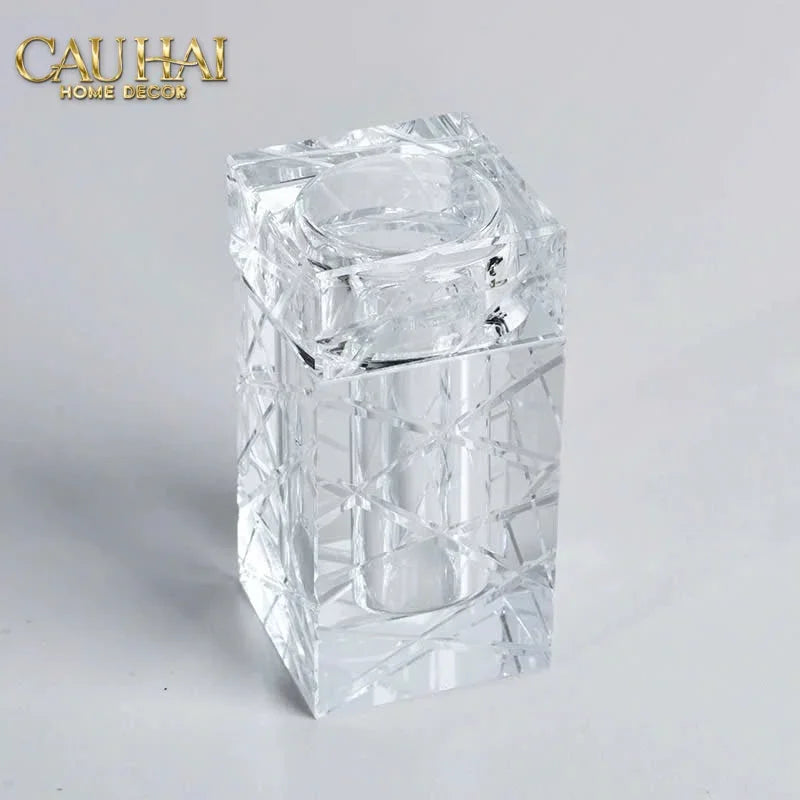 Maison Couture - Lọ Tăm Bông Pha Lê Cannage Diamant Facetté Vanity Cristalleries 5x10-CẬU HAI HOME DECOR