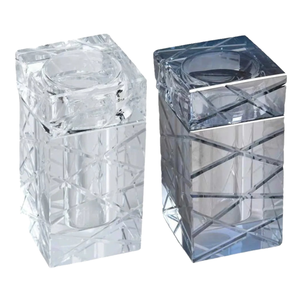 Maison Couture - Lọ Tăm Bông Pha Lê Cannage Diamant Facetté Vanity Cristalleries 5x10-Lọ Tăm bông - Bathroom Vanity-Đối tác tại Trung Quốc theo từng đơn đặt hàng-CẬU HAI HOME DECOR