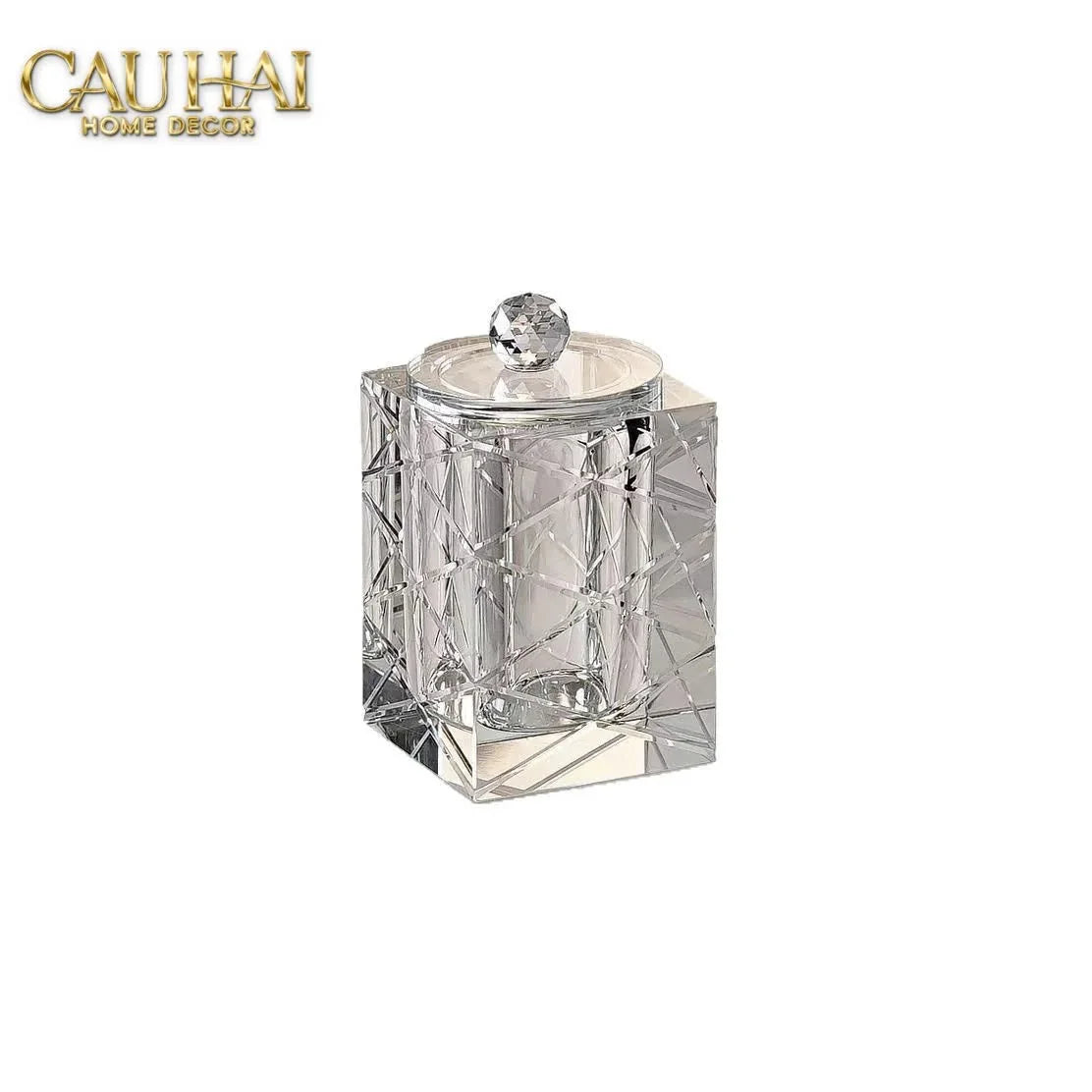 Maison Couture - Lọ Tăm Bông Pha Lê Lumière Cannage Facetté Diamant Cristalleries Vanity 7x13-CẬU HAI HOME DECOR