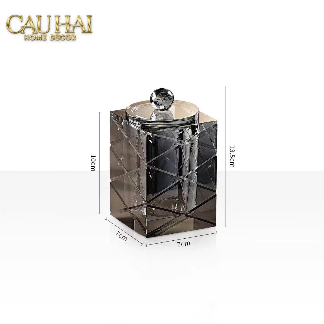 Maison Couture - Lọ Tăm Bông Pha Lê Lumière Cannage Facetté Diamant Cristalleries Vanity 7x13-CẬU HAI HOME DECOR