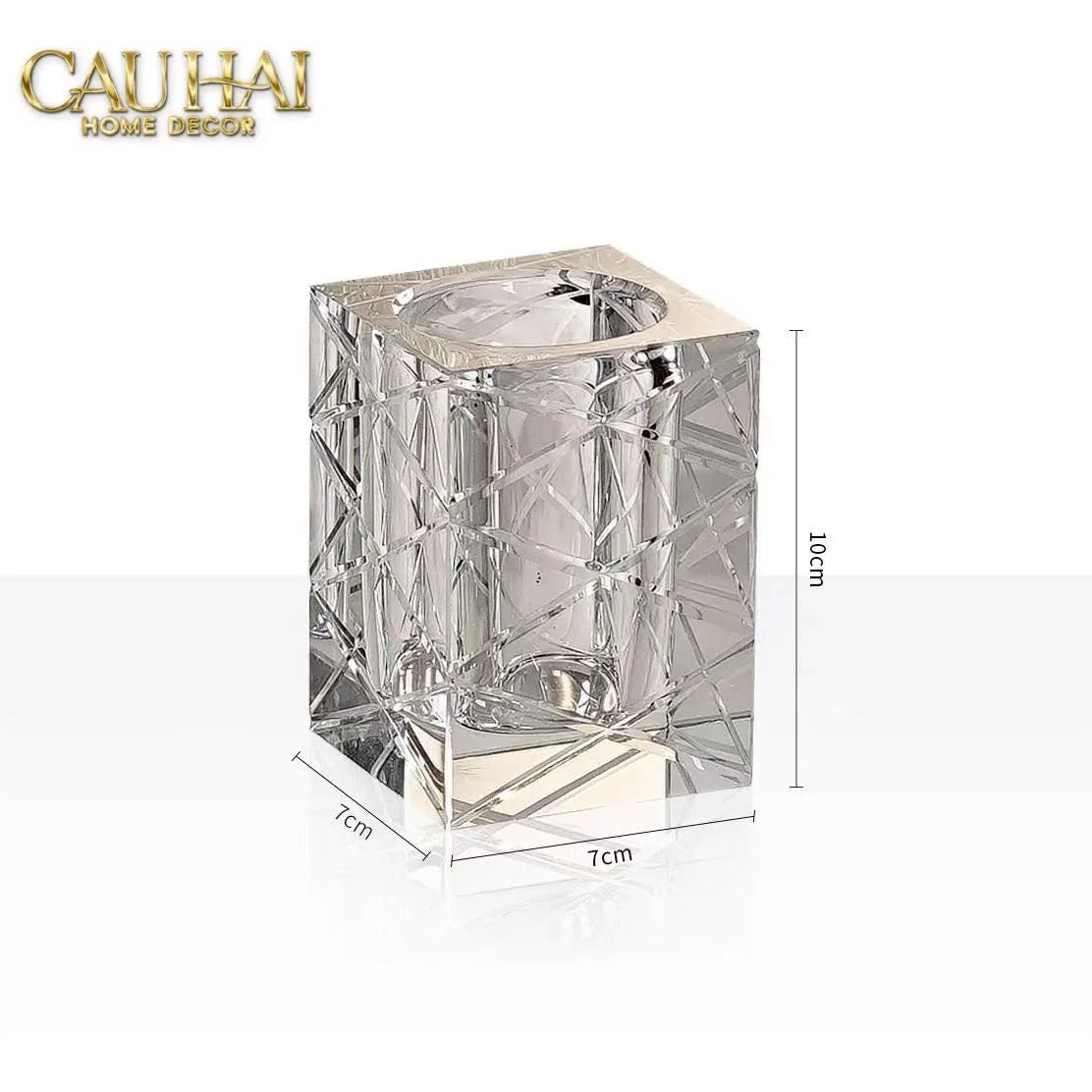Maison Couture - Lọ Tăm Bông Pha Lê Lumière Cannage Facetté Diamant Cristalleries Vanity 7x13-HŨ TRANG TRÍ-Đối tác tại Trung Quốc theo từng đơn đặt hàng-CẬU HAI HOME DECOR