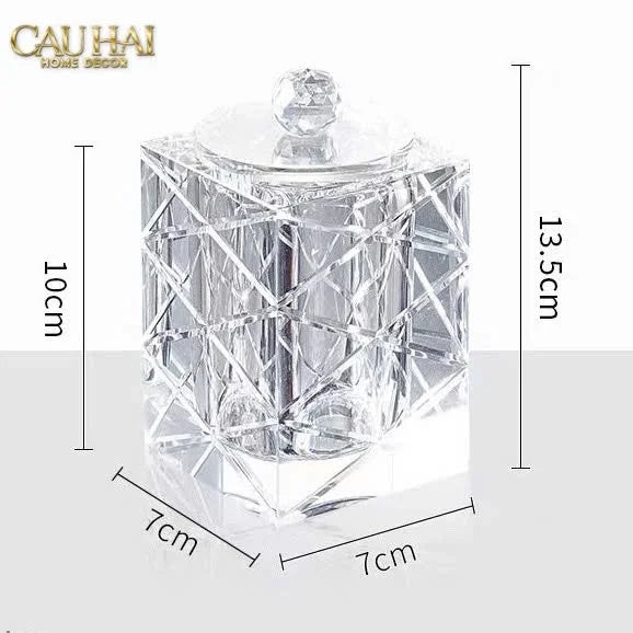 Maison Couture - Lọ Tăm Bông Pha Lê Lumière Cannage Facetté Diamant Cristalleries Vanity 7x13-HŨ TRANG TRÍ-Đối tác tại Trung Quốc theo từng đơn đặt hàng-CẬU HAI HOME DECOR