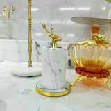 Maison Couture - Lọ Tăm Đá Marble Brasson Sauvage Blanche Marbre D'Ivoire-HŨ TRANG TRÍ-Đối tác tại Trung Quốc theo từng đơn đặt hàng-BRASSON ALLEY-CẬU HAI HOME DECOR