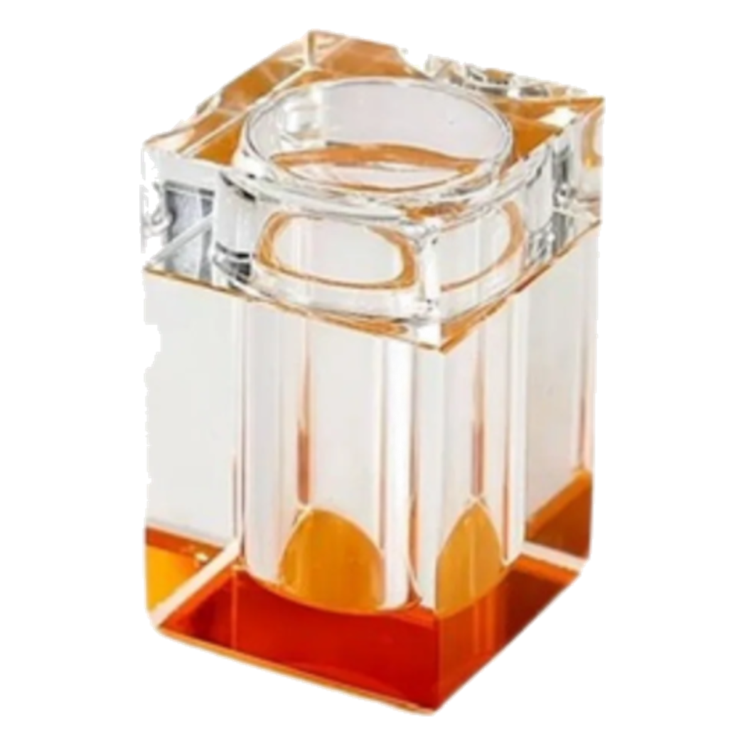 Maison Couture - Lọ Tăm Pha Lê Cubique Amber Éclat 6x10-Lọ Tăm bông - Bathroom Vanity-CẬU HAI HOME DECOR-CẬU HAI HOME DECOR