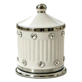 Maison Couture - Lọ Tăm Sứ Đính Đá Bijou Ivoire Argent-Lọ Tăm bông - Bathroom Vanity-CẬU HAI HOME DECOR-CẬU HAI HOME DECOR