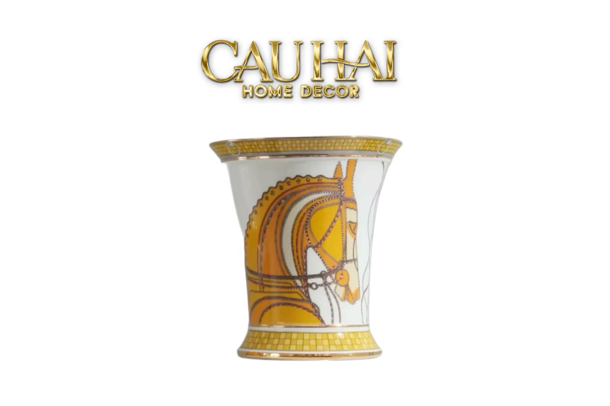Maison Couture - Set 2 Bình Hoa Chiến Mã Hoàng Gia Équestre Cheval Royal - Spéciale Porcelain Vase. H22 H26 xD15-CẬU HAI HOME DECOR