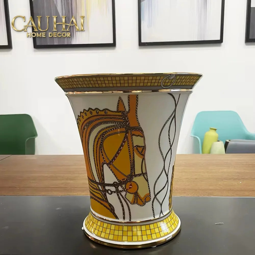 Maison Couture - Set 2 Bình Hoa Chiến Mã Hoàng Gia Équestre Cheval Royal - Spéciale Porcelain Vase. H22 H26 xD15-BÌNH HOA-CẬU HAI HOME DECOR-CẬU HAI HOME DECOR