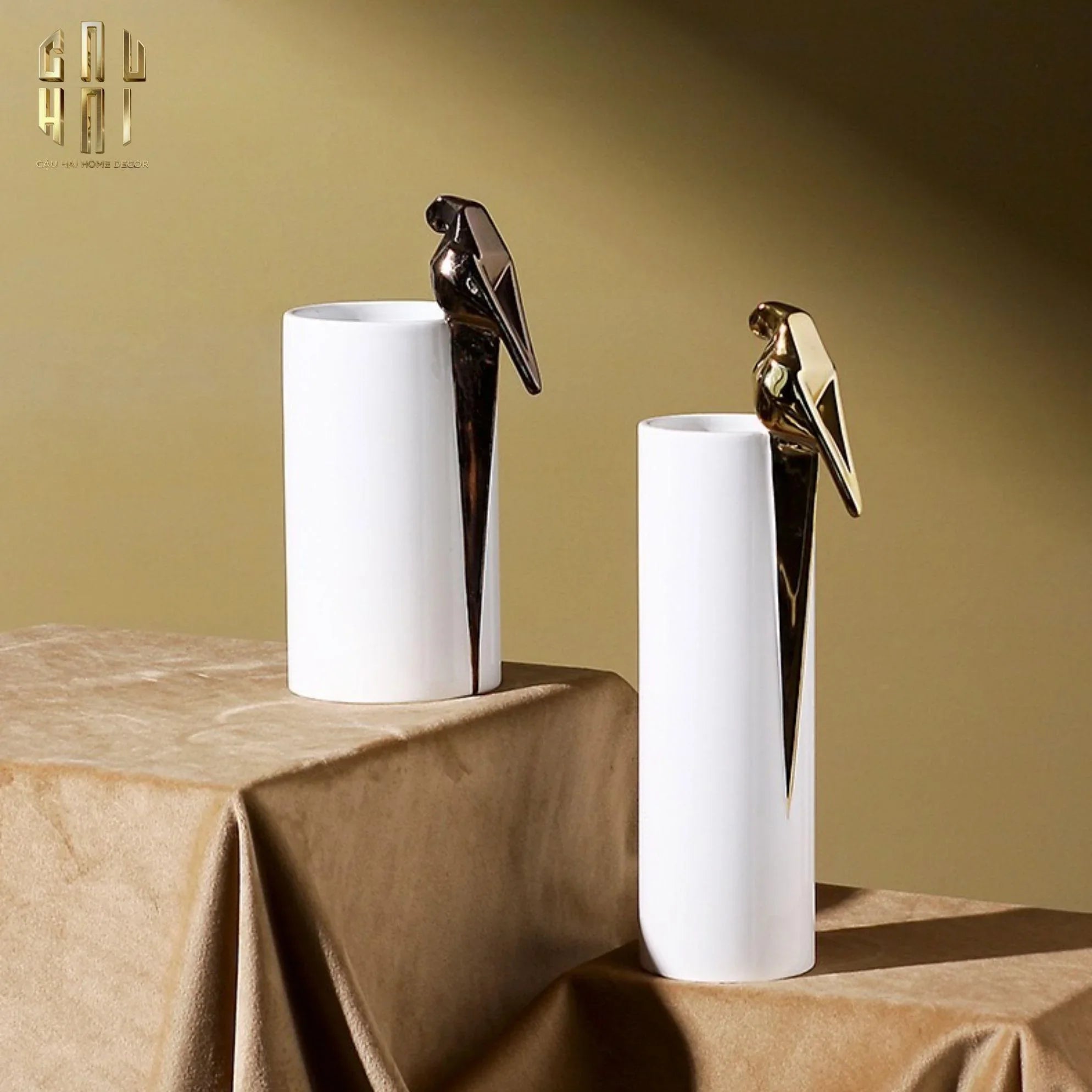 Maison Couture - Set 2 Bình Hoa Gốm Sứ Vẹt Mào Lumière Origami Parrot Vase.-CẬU HAI HOME DECOR
