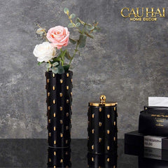 Maison Couture - Set 2 Bình Lọ Impériale Bastion Armory Noir-Gold Vessel-CẬU HAI HOME DECOR
