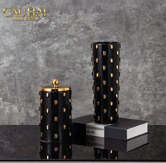 Maison Couture - Set 2 Bình Lọ Impériale Bastion Armory Noir-Gold Vessel-CẬU HAI HOME DECOR