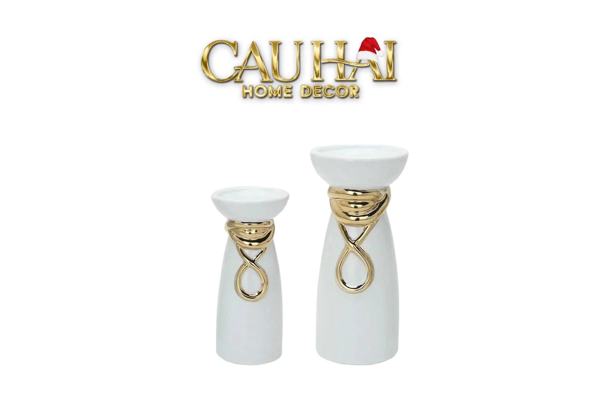 Maison Couture – Set 2 Đế Nến Golden Infinity Loop Candle Stand-CẬU HAI HOME DECOR