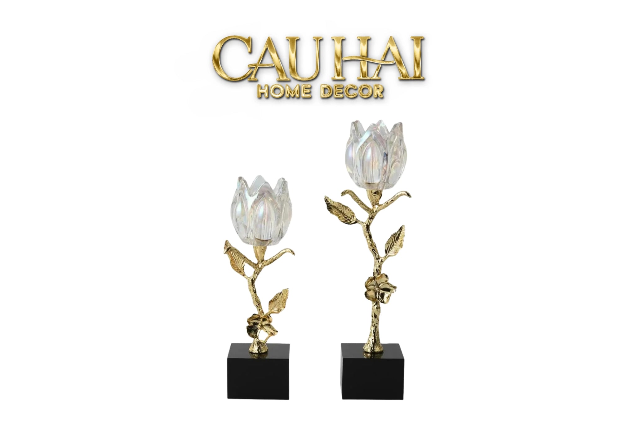 Maison Couture - Set 2 Đế Nến Hoa Hồng Pha Lê Cristalleries Rosé Candle Holders 10x26/30-CẬU HAI HOME DECOR