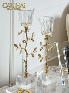 Maison Couture - Set 2 Đế Nến Pha Lê Aurum Branche Spéciale Édition H33/40-CẬU HAI HOME DECOR
