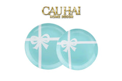 Maison Couture - Set 2 Đĩa Tiệc Trà Élégance Turquoise Ribbon-CẬU HAI HOME DECOR