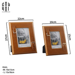 Maison Couture - Set 2 Khung Ảnh Da Bê Signature Burnt-O Lux Leather Belt 6" 7"-CẬU HAI HOME DECOR