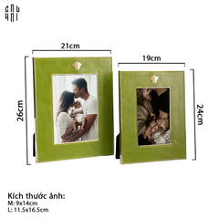 Maison Couture - Set 2 Khung Ảnh Da Cadre Cuir Vert Mousse Élégance-CẬU HAI HOME DECOR