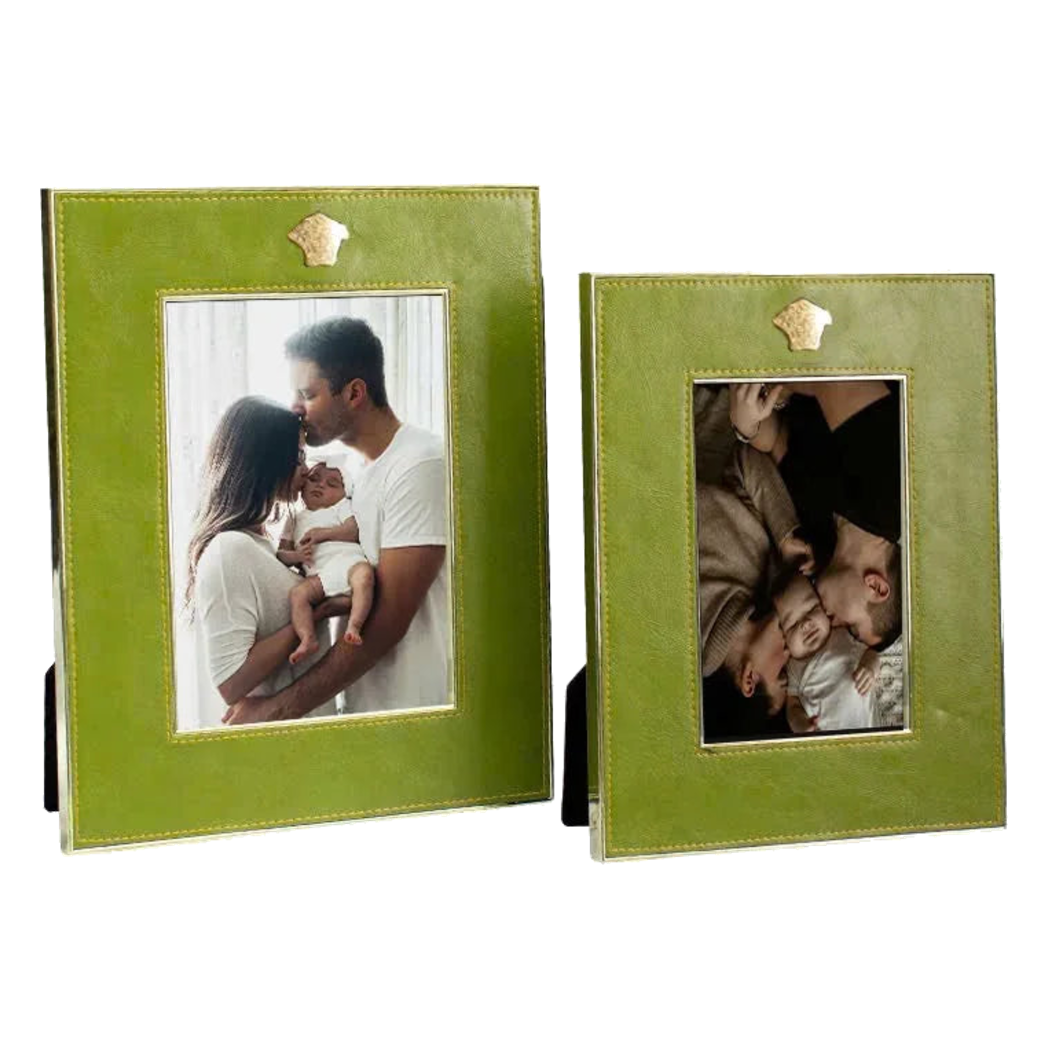 Maison Couture - Set 2 Khung Ảnh Da Cadre Cuir Vert Mousse Élégance-KHUNG ẢNH-Đối tác tại Trung Quốc theo từng đơn đặt hàng-CẬU HAI HOME DECOR