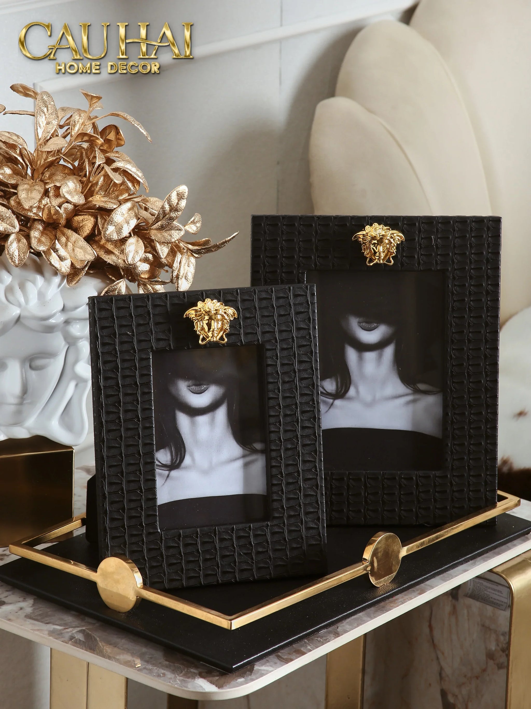 Maison Couture - Set 2 Khung Ảnh Da Lux Leather V Class Atélier Medusa Limitée 6" 7"-CẬU HAI HOME DECOR