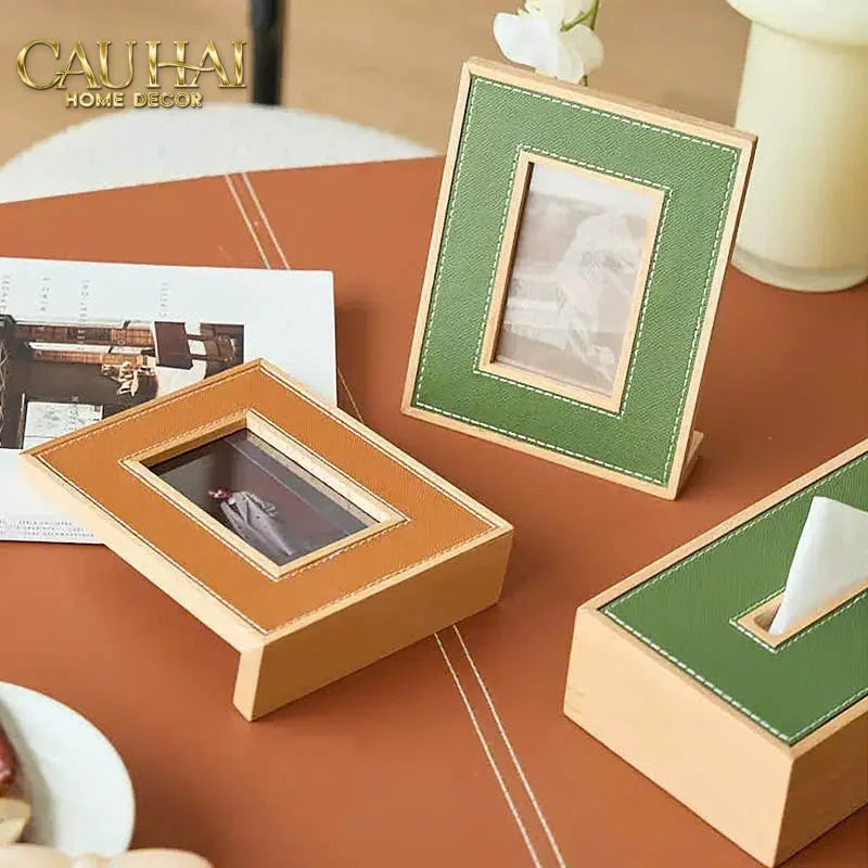 Maison Couture - Set 2 Khung Ảnh Gỗ Cadre Équestre en Cuir Cognac-CẬU HAI HOME DECOR
