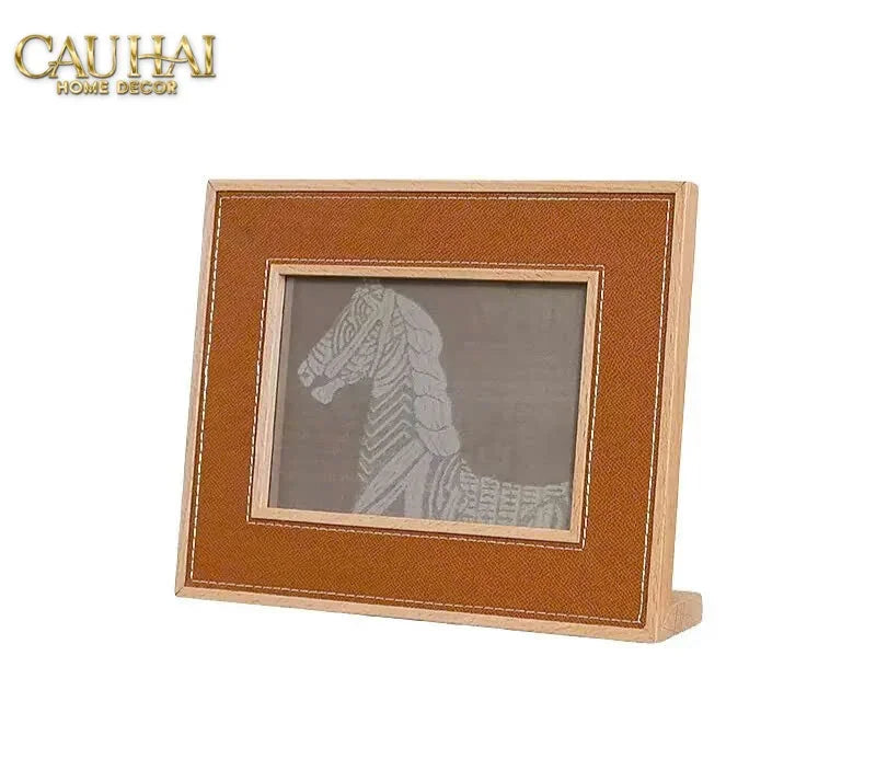 Maison Couture - Set 2 Khung Ảnh Gỗ Cadre Équestre en Cuir Cognac-KHUNG ẢNH-Đối tác tại Trung Quốc theo từng đơn đặt hàng-CẬU HAI HOME DECOR