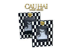 Maison Couture - Set 2 Khung Ảnh Mono Checker Rayé Medusa Limitée-CẬU HAI HOME DECOR