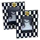 Maison Couture - Set 2 Khung Ảnh Mono Checker Rayé Medusa Limitée-KHUNG ẢNH-Đối tác tại Trung Quốc theo từng đơn đặt hàng-CẬU HAI HOME DECOR