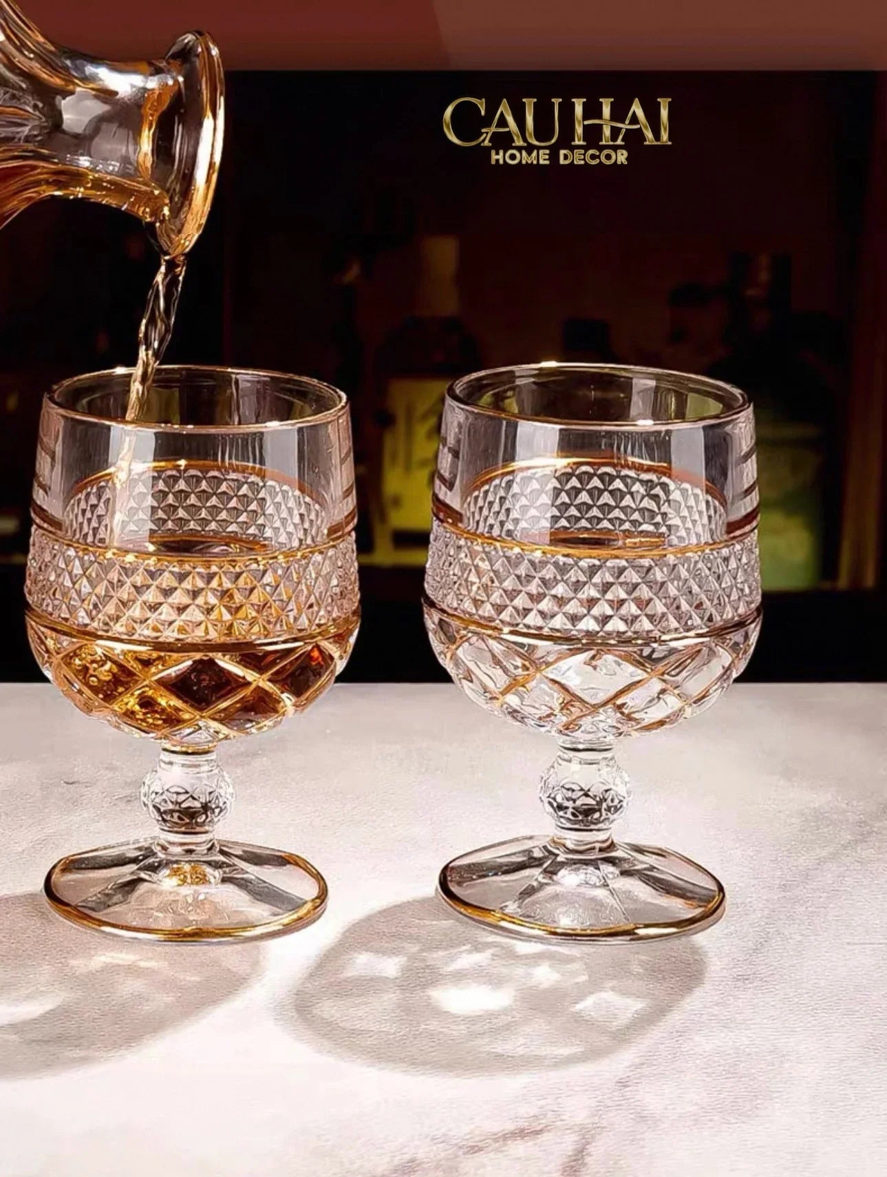 Maison Couture - Set 2 Ly Pha Lê D'Or Walter Goblet Cristalleries Glasses 250Ml-CẬU HAI HOME DECOR