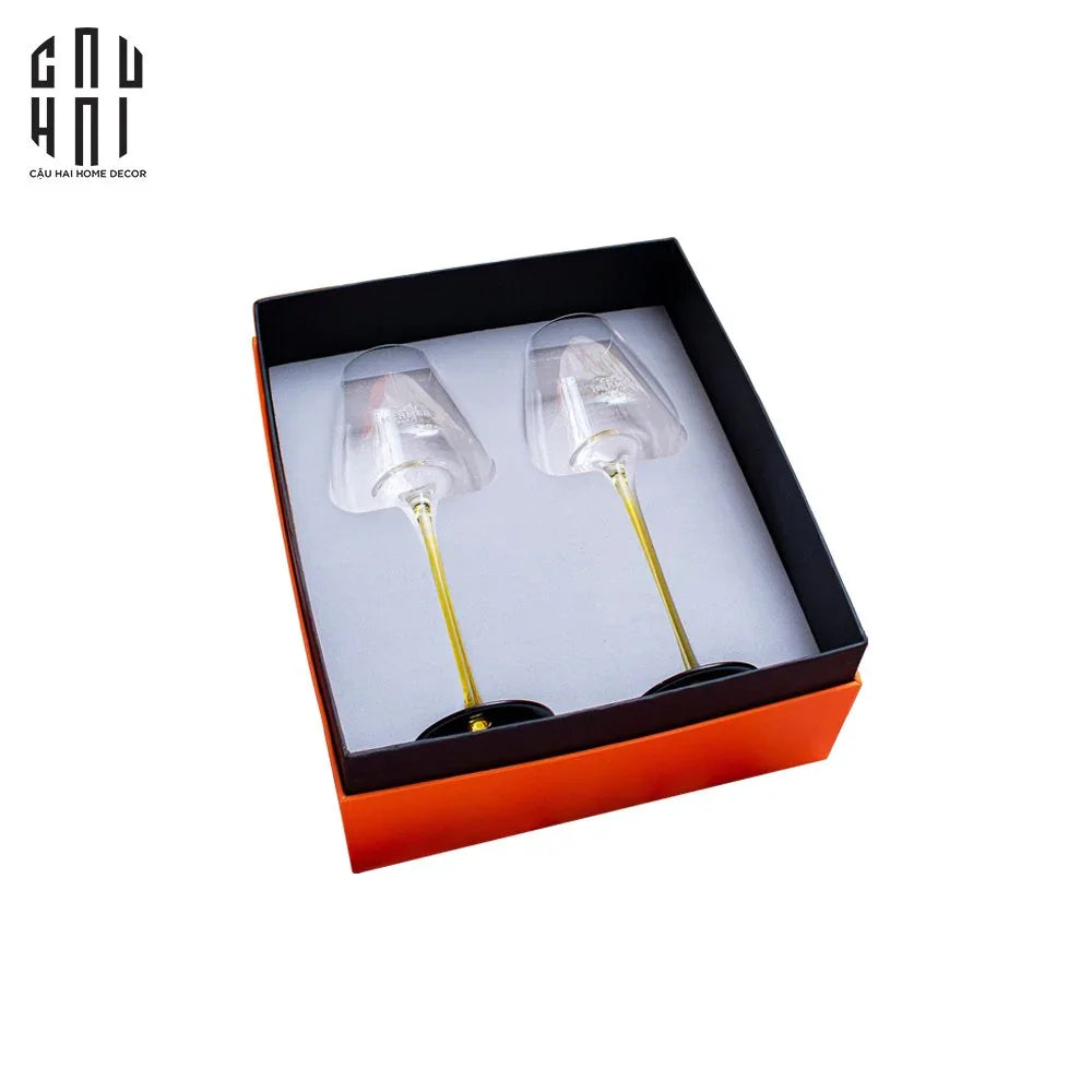 Maison Couture - Set 2 Ly Vang Thuỷ Tinh Privé Lumière Helion Wine Glasses 10x28 550ml-CẬU HAI HOME DECOR