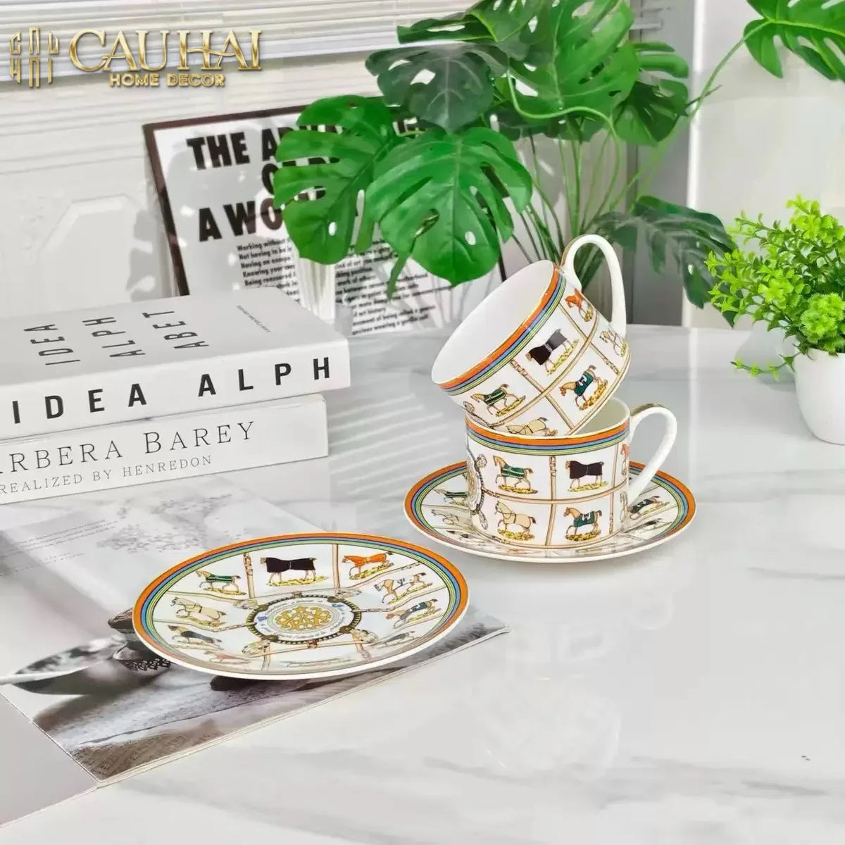 Maison Couture - Set 2 Tách Trà H Class Couvertures et Tenues Scarf Équestre-CẬU HAI HOME DECOR