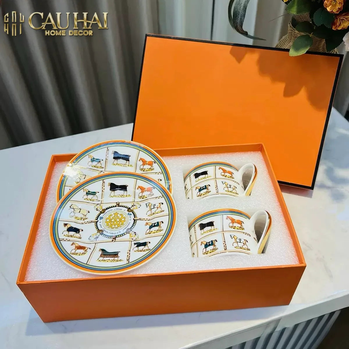 Maison Couture - Set 2 Tách Trà H Class Couvertures et Tenues Scarf Équestre-CẬU HAI HOME DECOR
