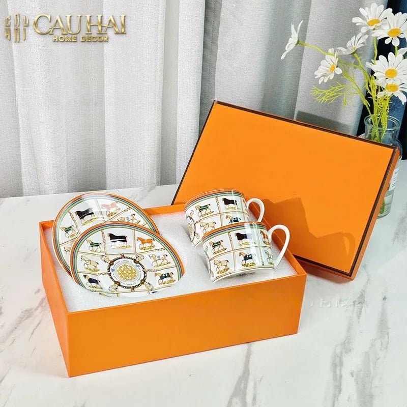 Maison Couture - Set 2 Tách Trà H Class Couvertures et Tenues Scarf Équestre-CẬU HAI HOME DECOR